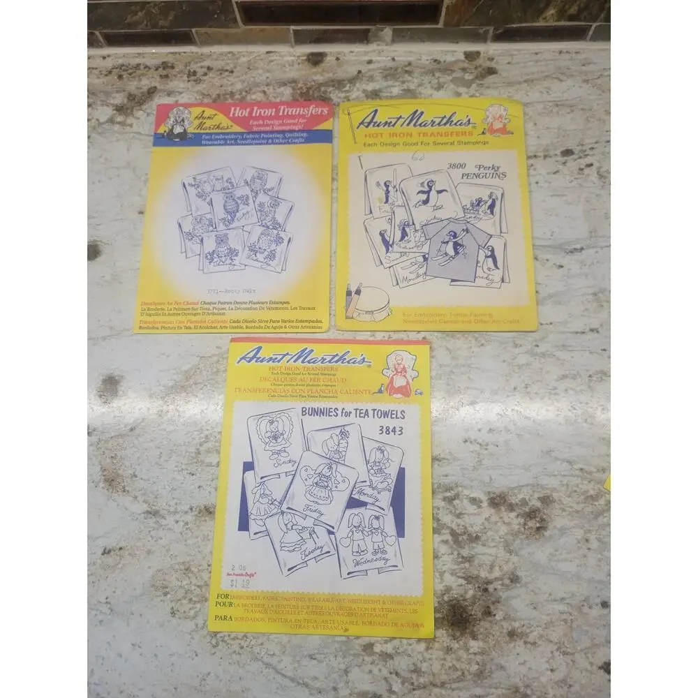 Vintage Aunt Marthas Hot Iron Transfers Lot of 11 Days of the Week Patterns